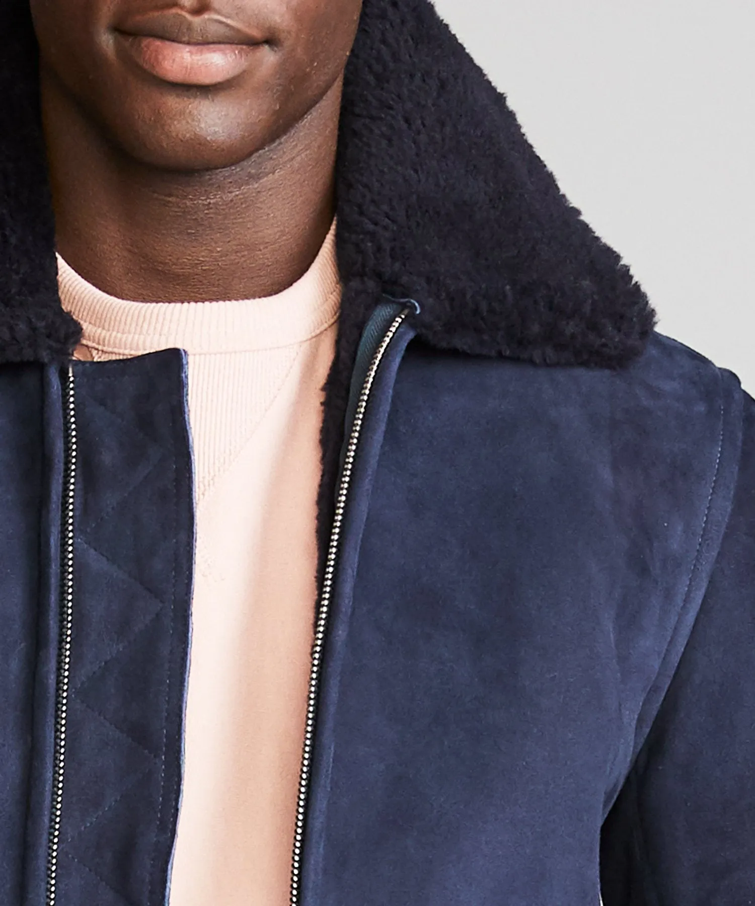 Shearling Flight Jacket in Navy