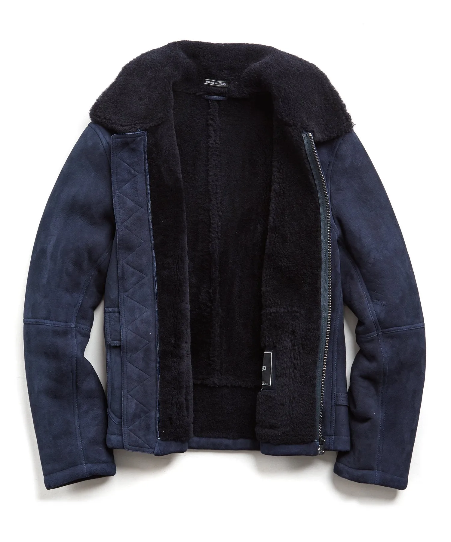 Shearling Flight Jacket in Navy