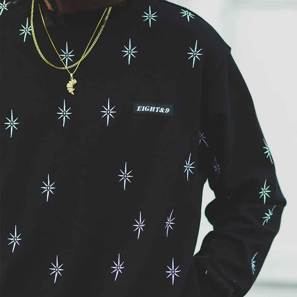 Shine Jaquard Crewneck Sweatshirt Black