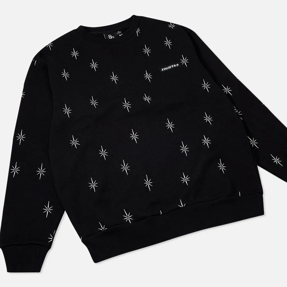 Shine Jaquard Crewneck Sweatshirt Black