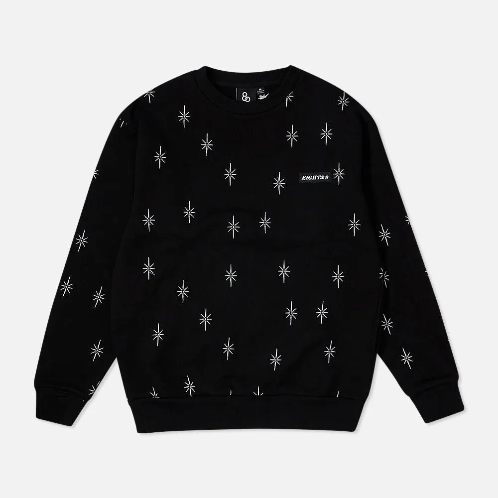 Shine Jaquard Crewneck Sweatshirt Black