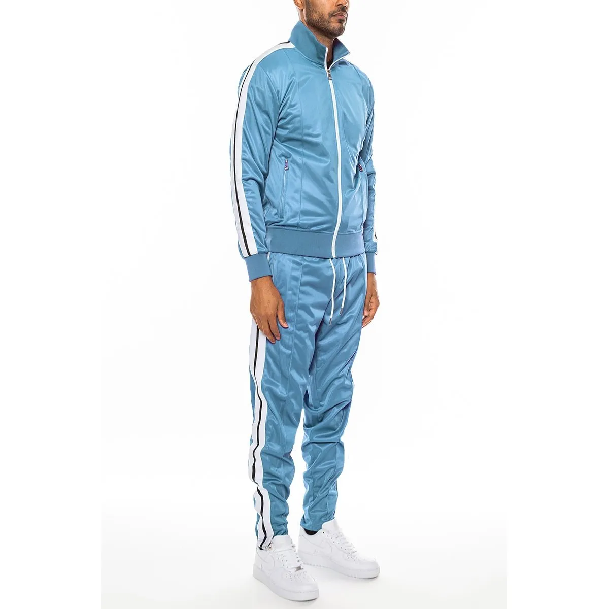 Sky Blue Striped Tape Track Suit