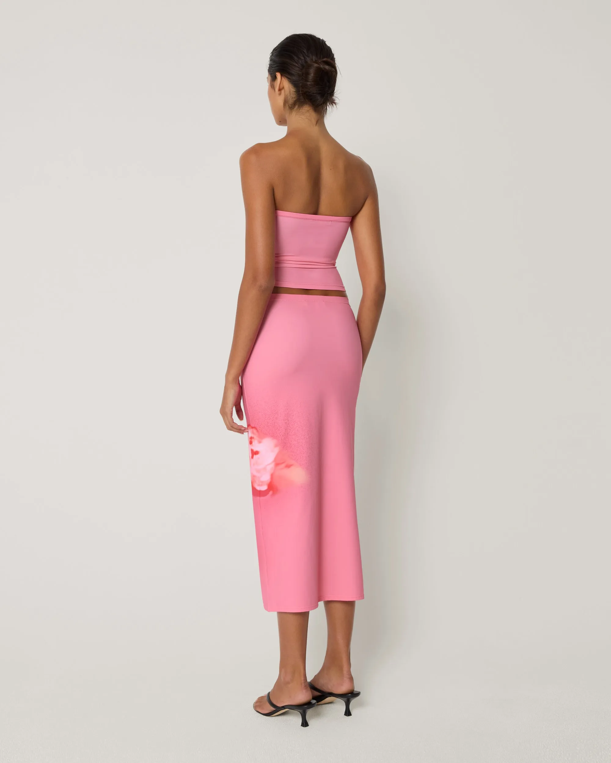 Smooth Stretch Midi Skirt | Pink Peony