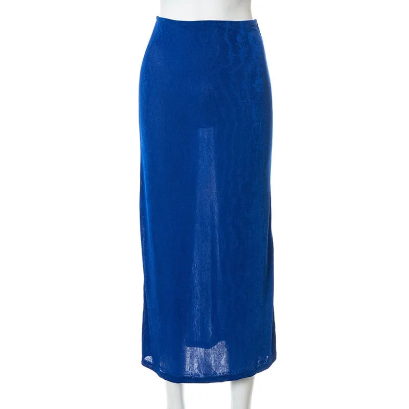 Solid Bodycon Stylish Midi Skirt