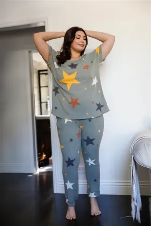 Star Print Loose T-shirt and Sweatpants Set