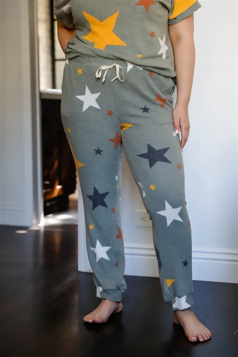 Star Print Loose T-shirt and Sweatpants Set