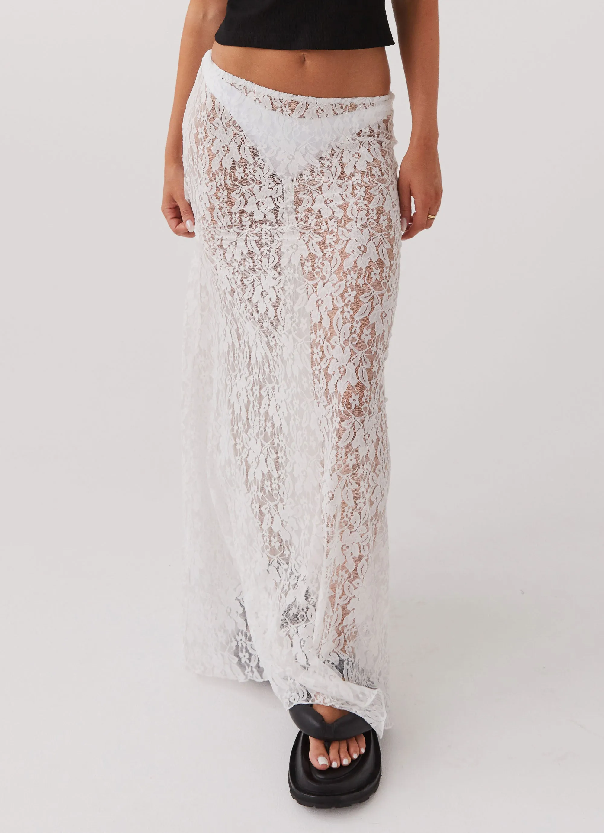 Sugar Sweet Lace Maxi Skirt - White