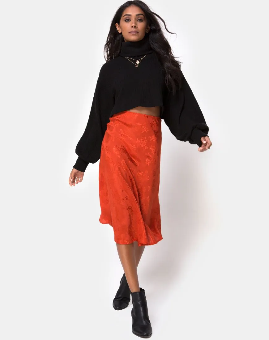 Tauri Midi Skirt in Satin Rose Rust