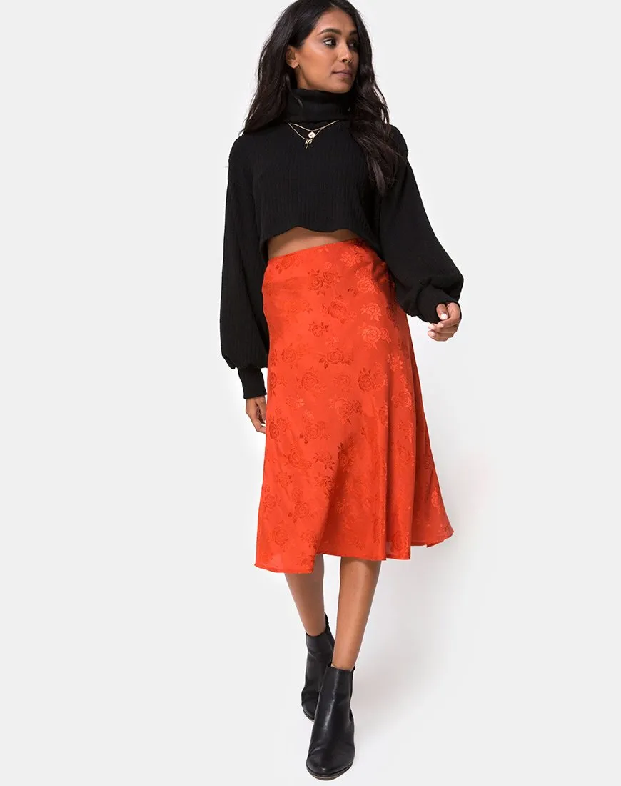 Tauri Midi Skirt in Satin Rose Rust