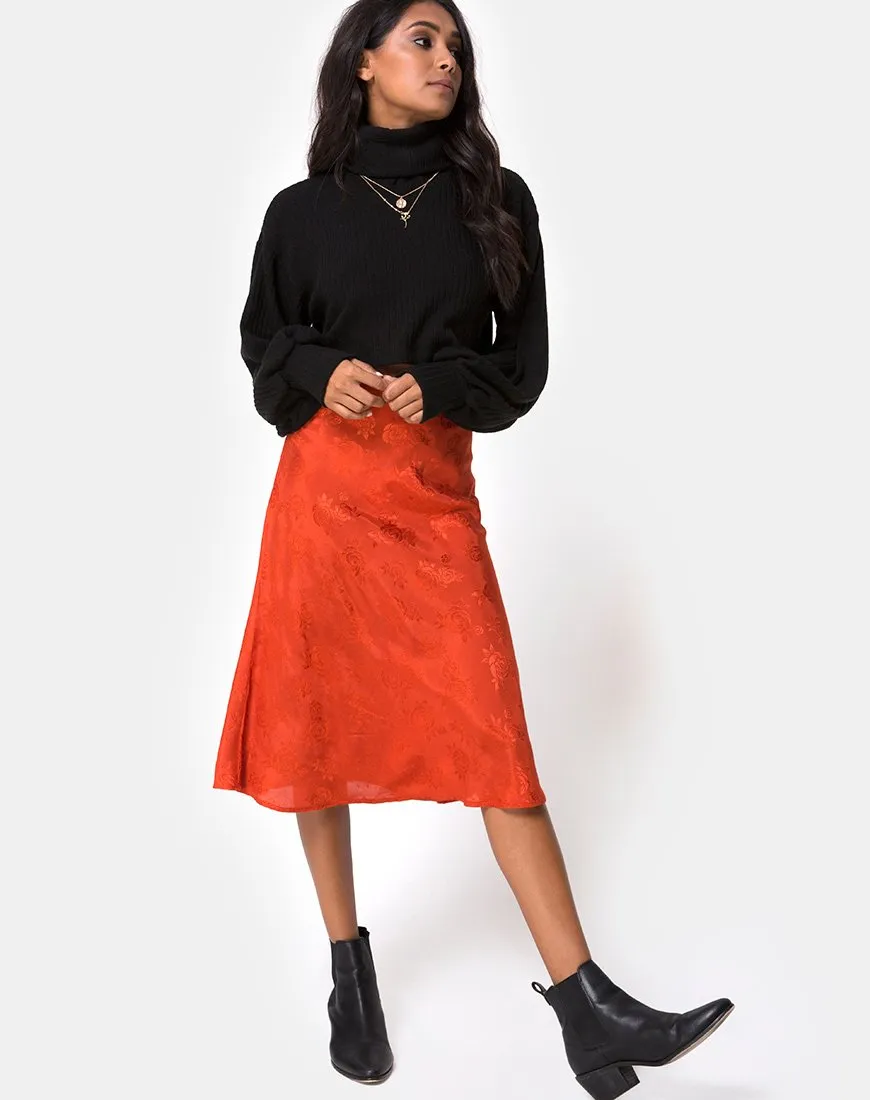 Tauri Midi Skirt in Satin Rose Rust