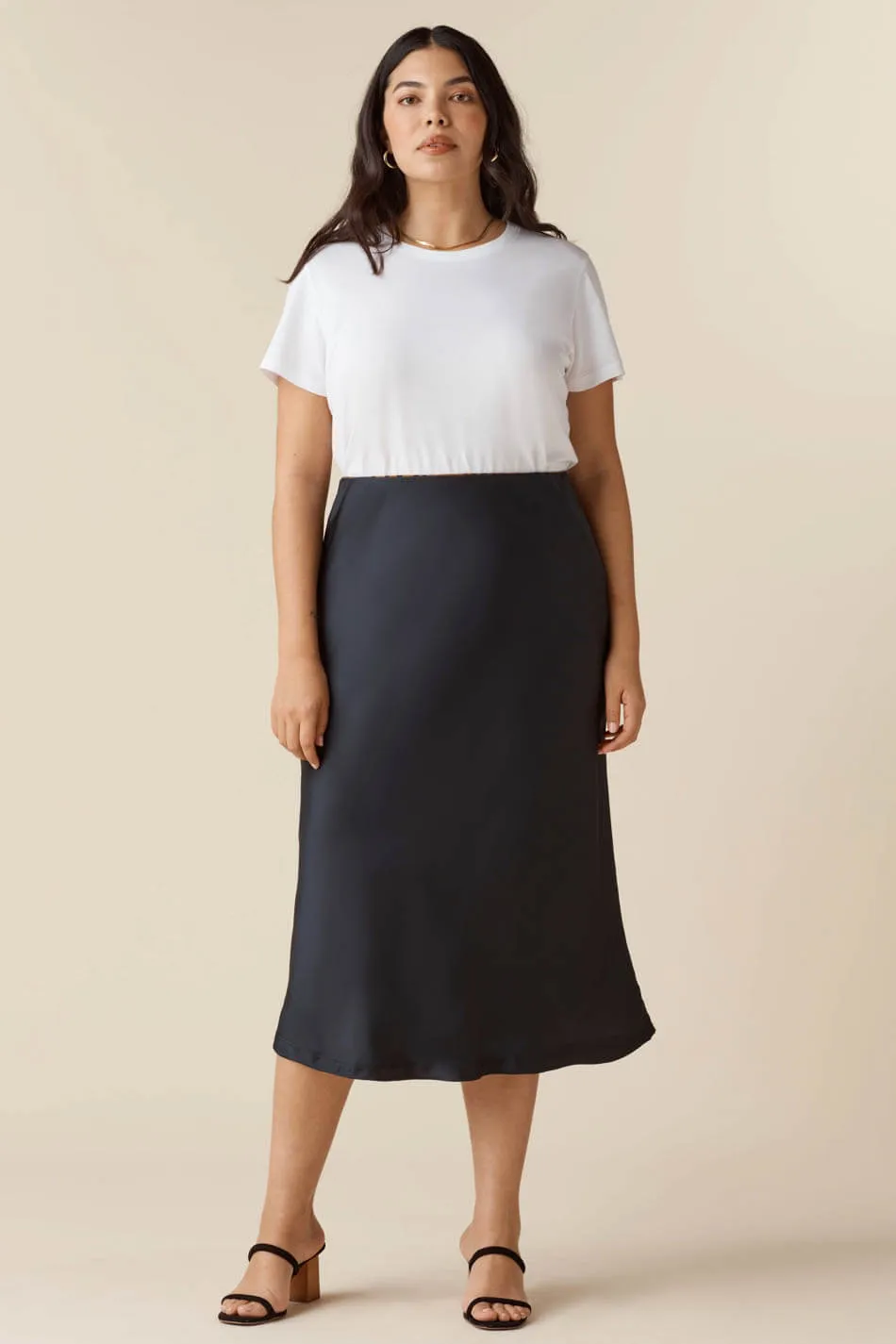 The Reversible Satin Midi Skirt