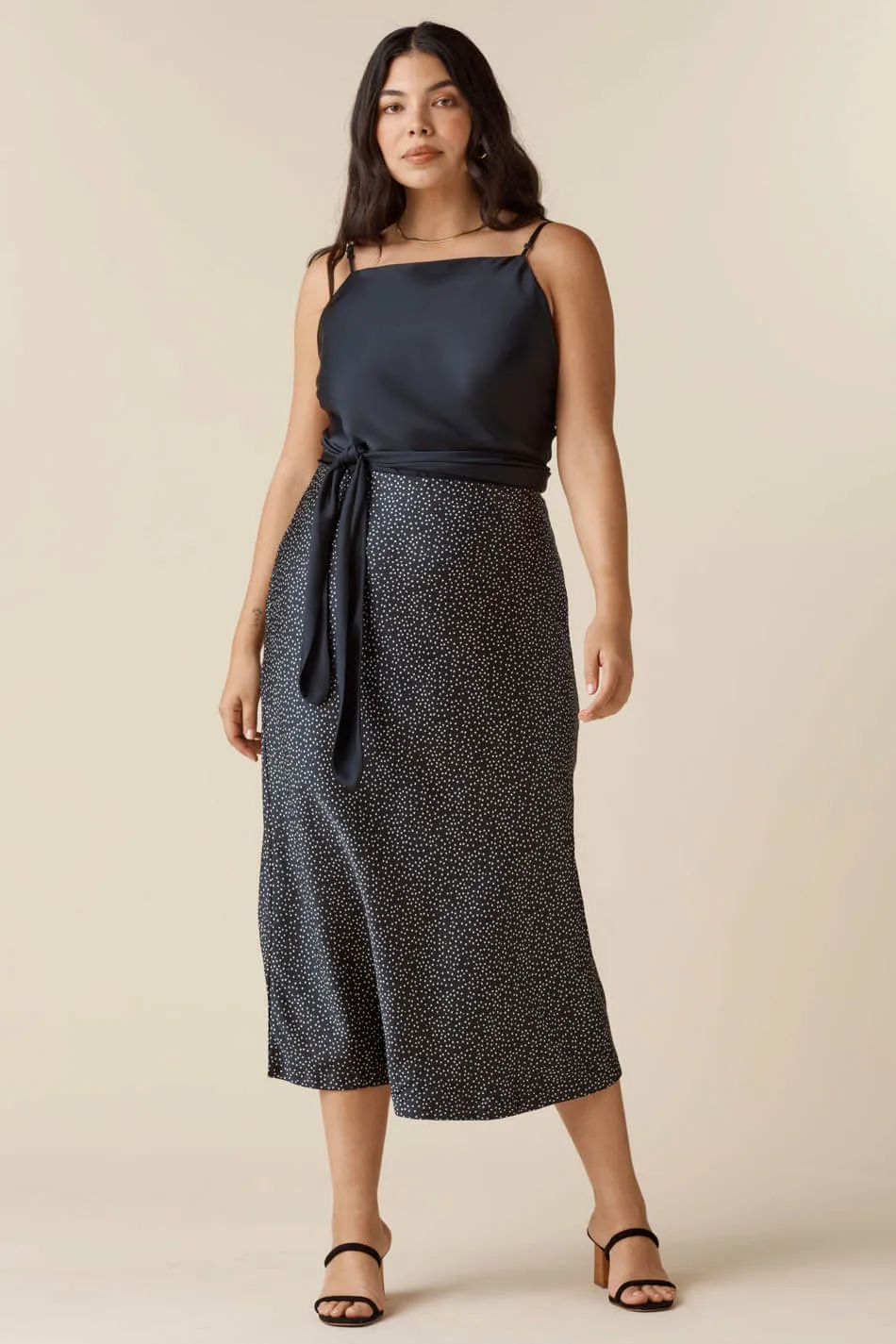 The Reversible Satin Midi Skirt