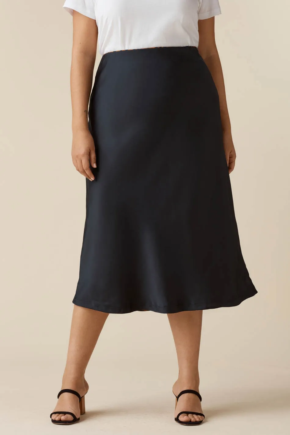 The Reversible Satin Midi Skirt