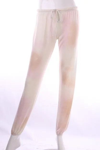 Tie Dye Hacci Sweat Pants - Nude Mix