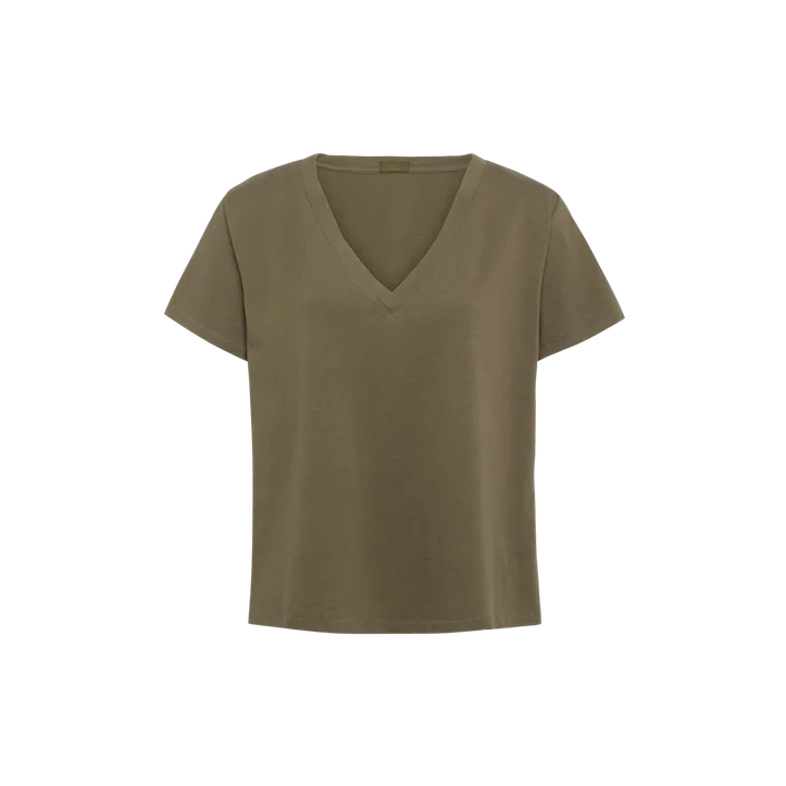 Vintage Cotton V-Neck Everyday T-Shirt | Olive