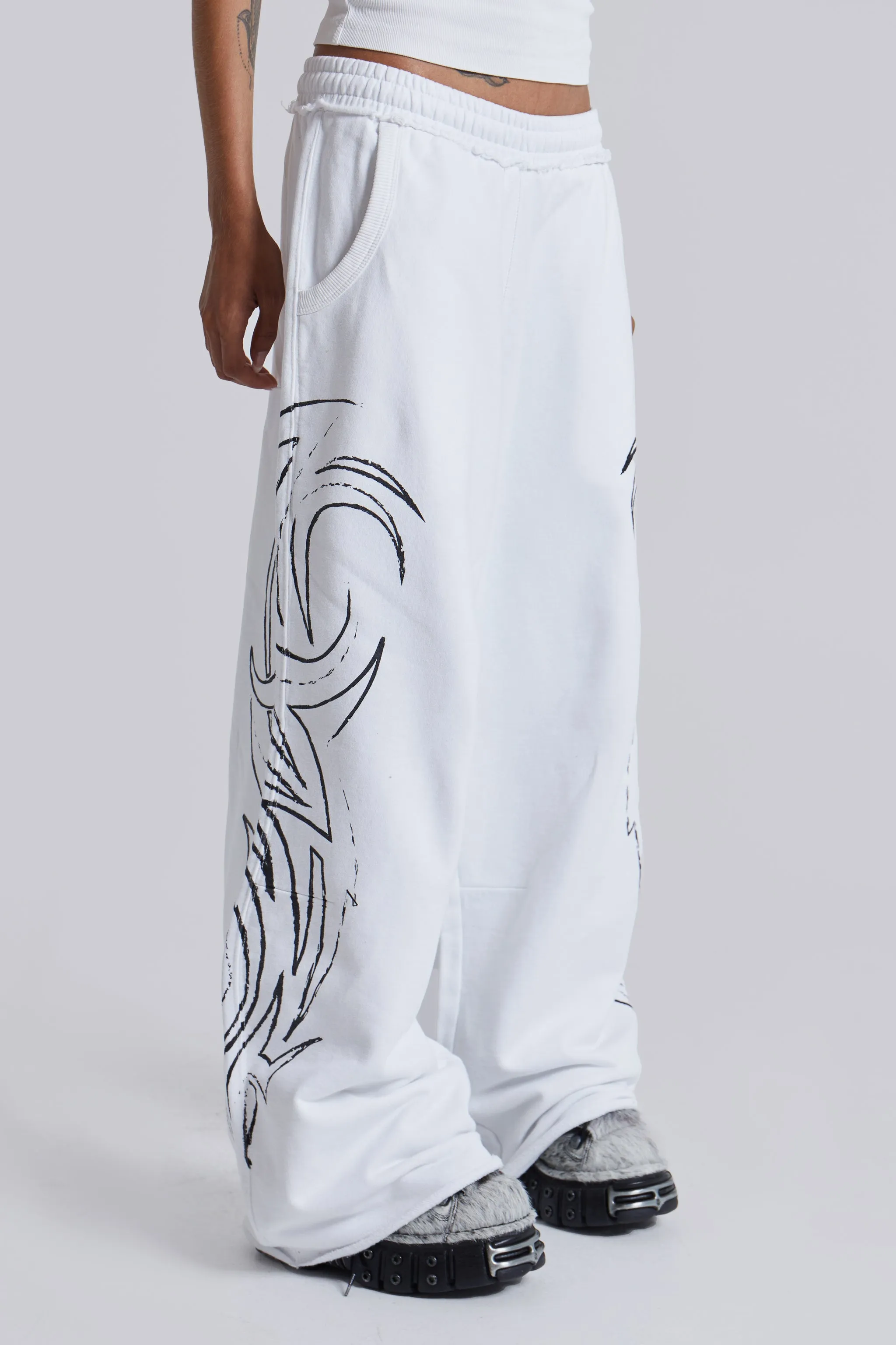 White Baggy Blade Joggers