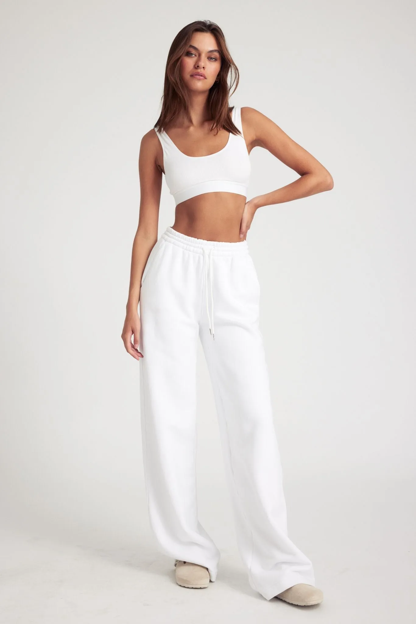 White Cotton Baggy Sweatpants