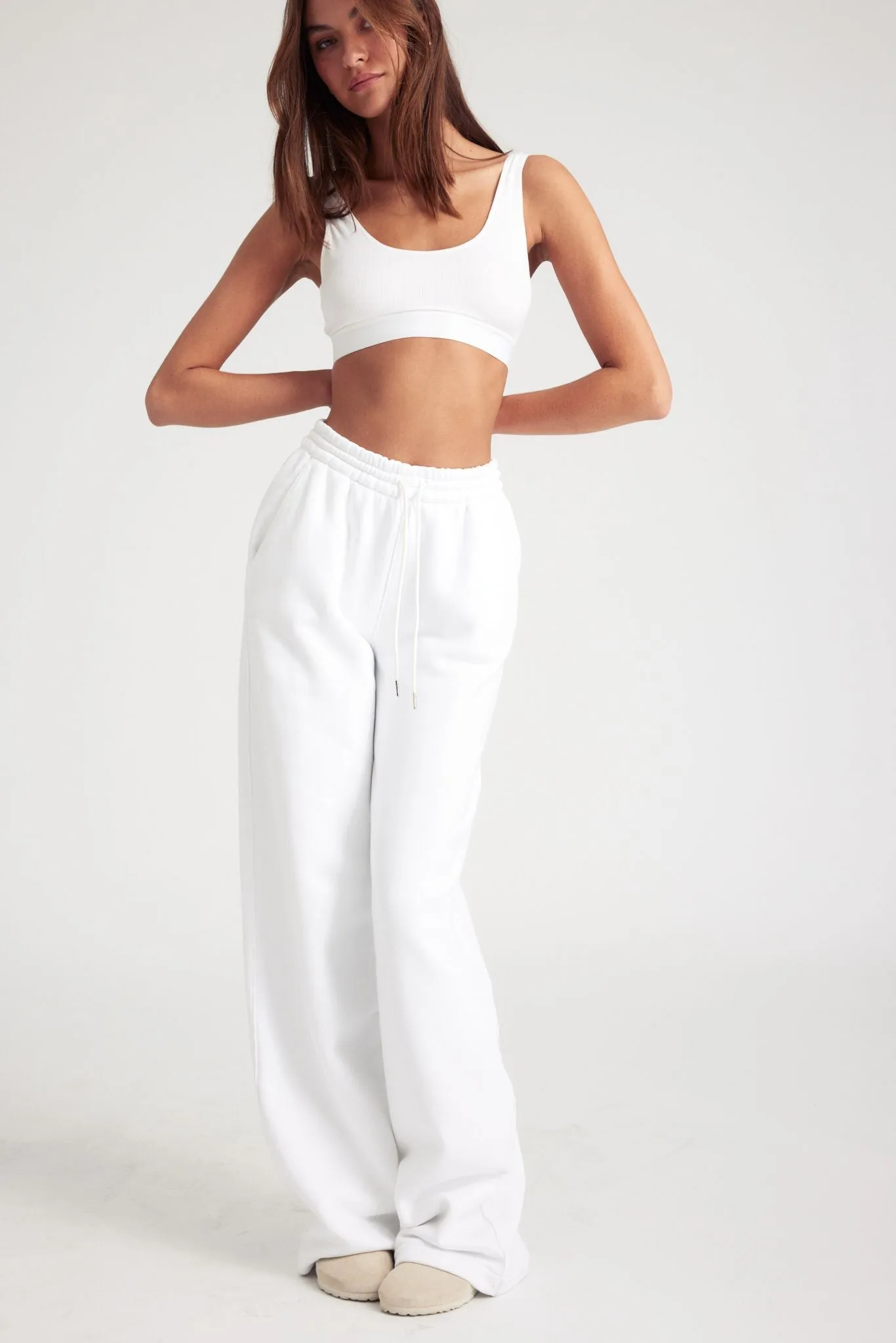 White Cotton Baggy Sweatpants