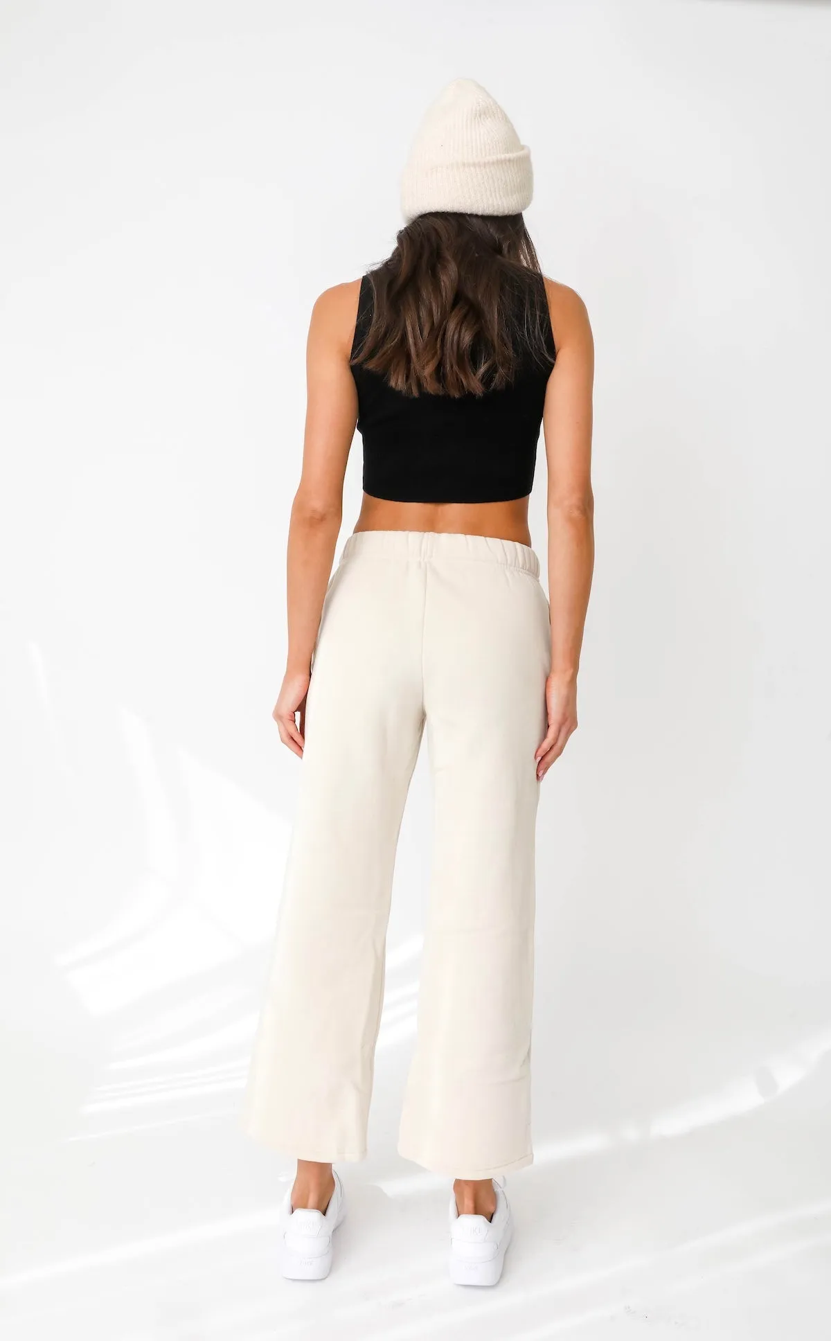 Wide Leg Sweatpants - Beige