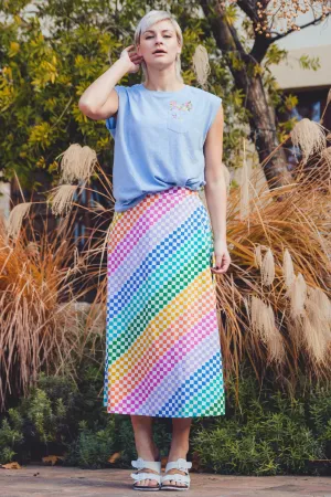 Zora Skirt - Multi, Rainbow Checkerboard